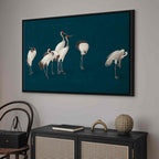 Turquoise Crane Illustration Canvas Print