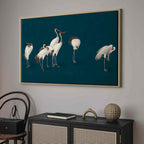 Turquoise Crane Illustration Canvas Print