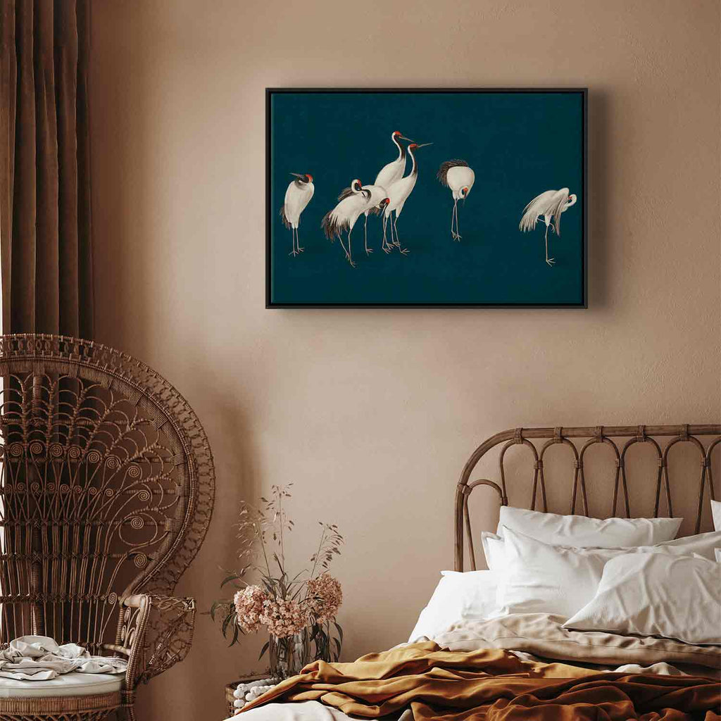 Turquoise Crane Illustration Canvas Print