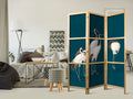 Pastel Cranes Dark Turquoise 3-Panel Japanese Room Divider