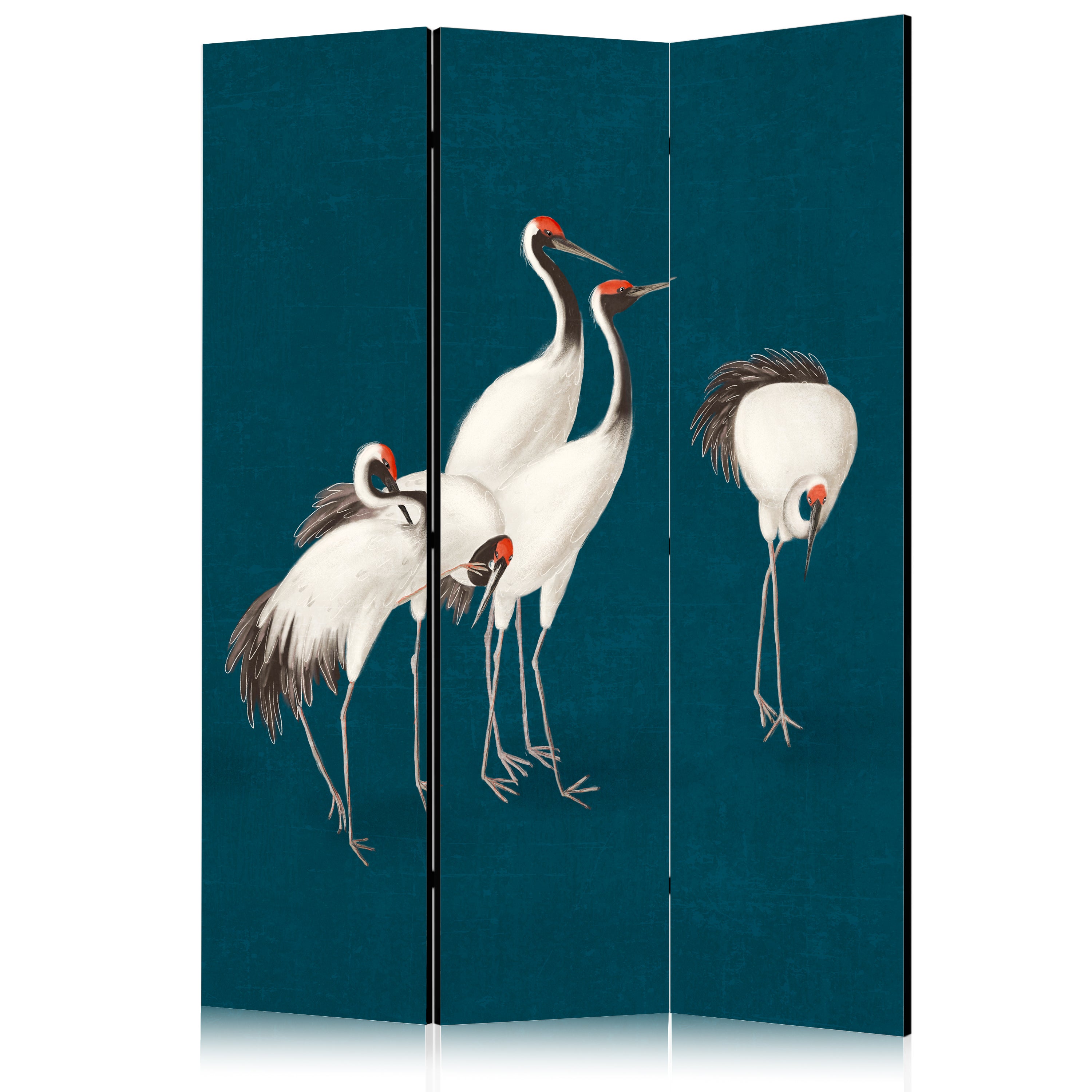 Pastel Cranes 3-Panel Japanese Room Divider