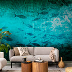 Dark Fish Shoal Japanese Wall Mural