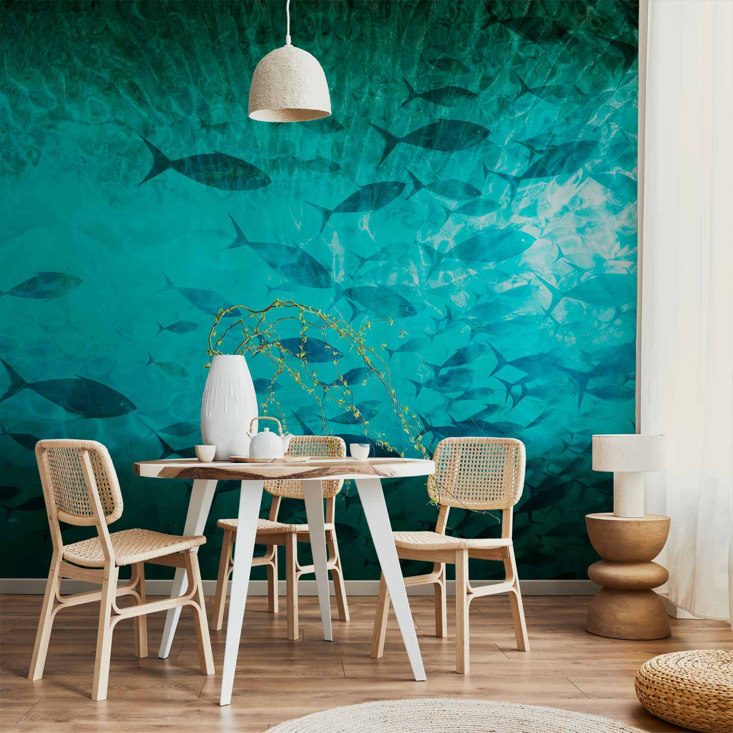 Dark Fish Shoal Japanese Wall Mural
