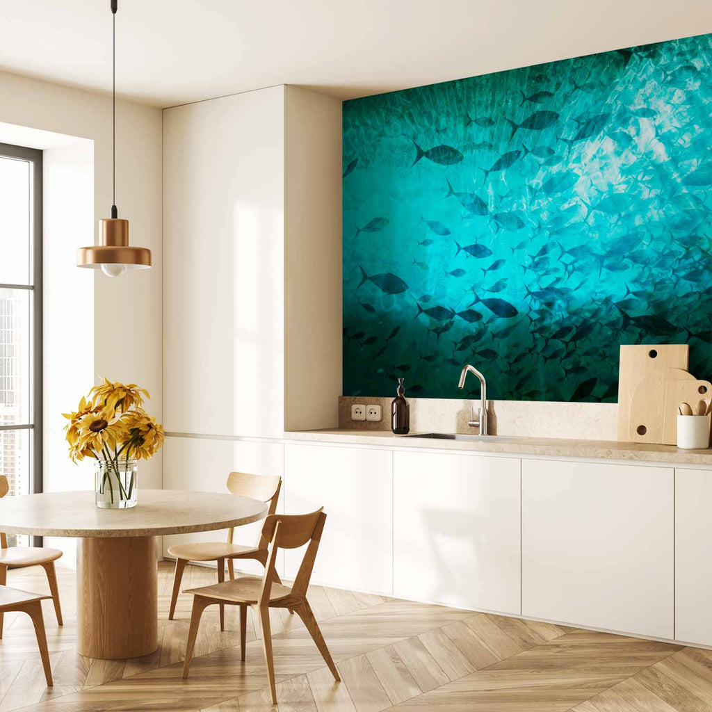Dark Fish Shoal Japanese Wall Mural
