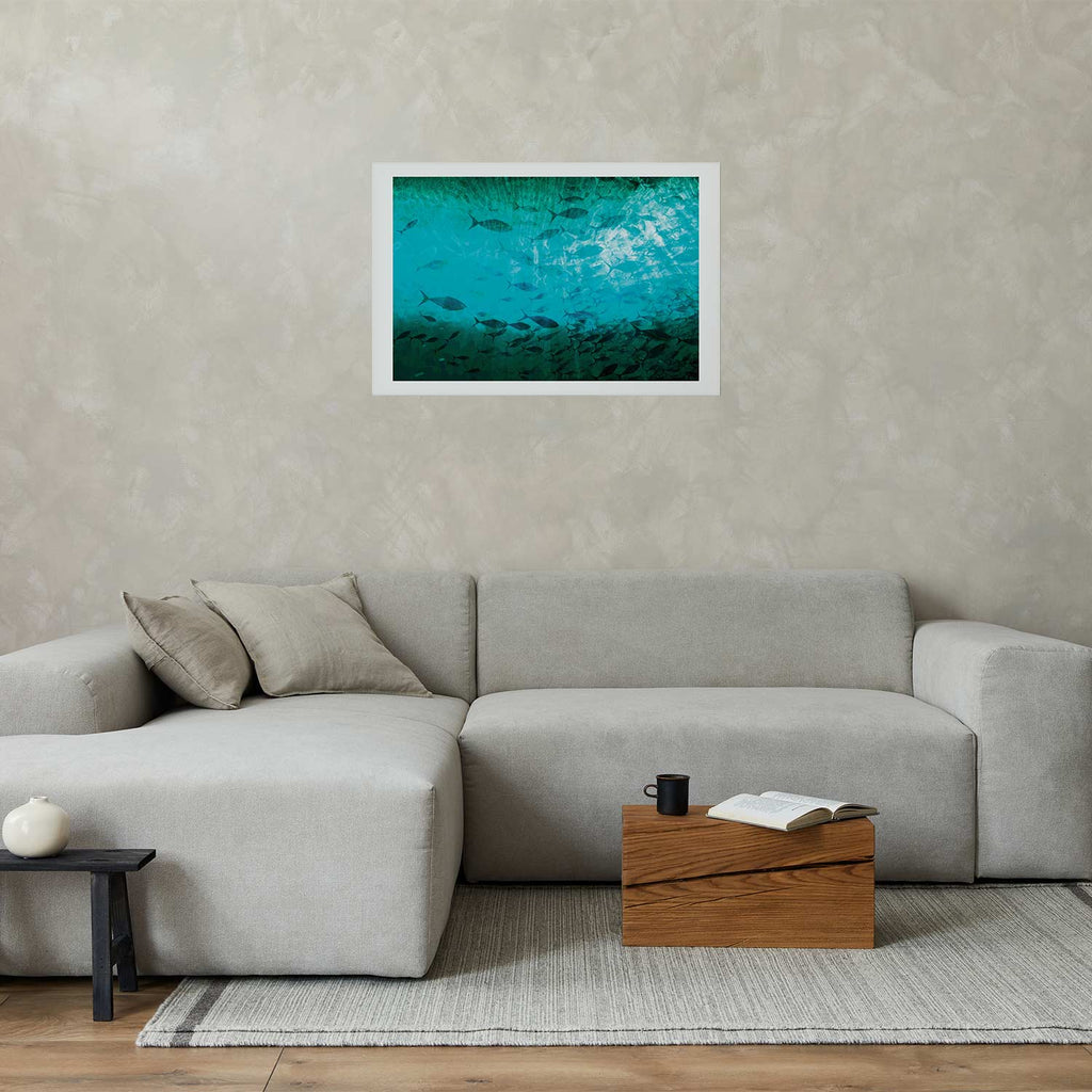 Dark Fish School Ocean Poster