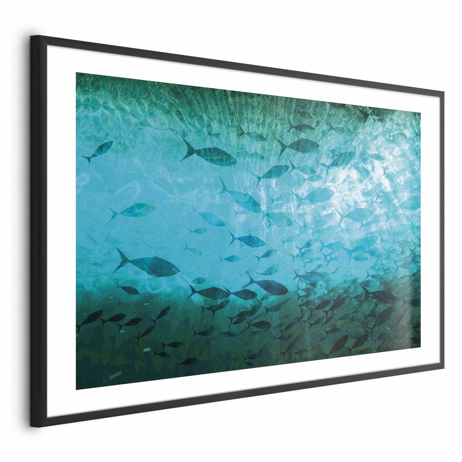 Dark Fish School Ocean Poster