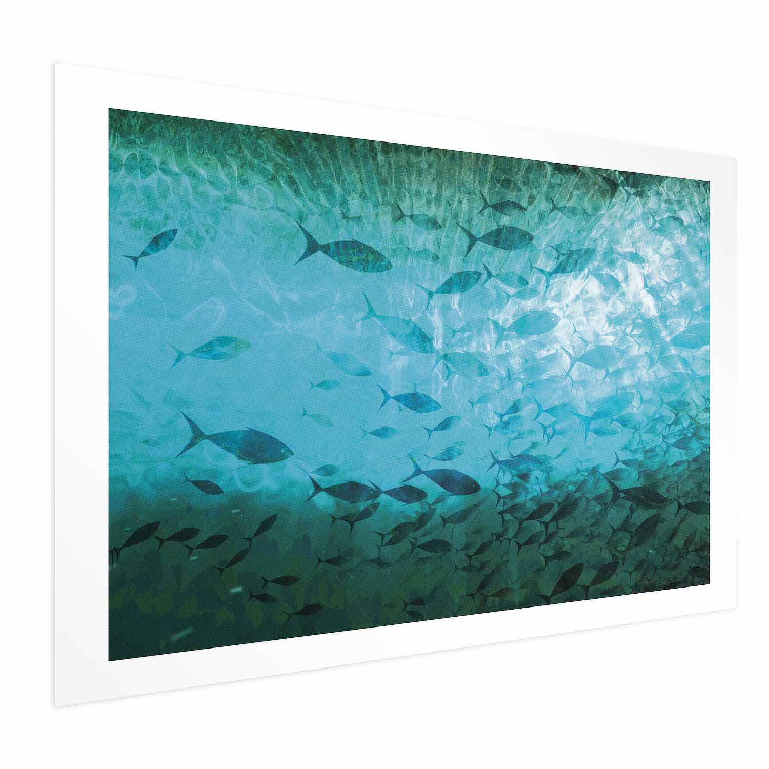 Dark Fish School Ocean Poster