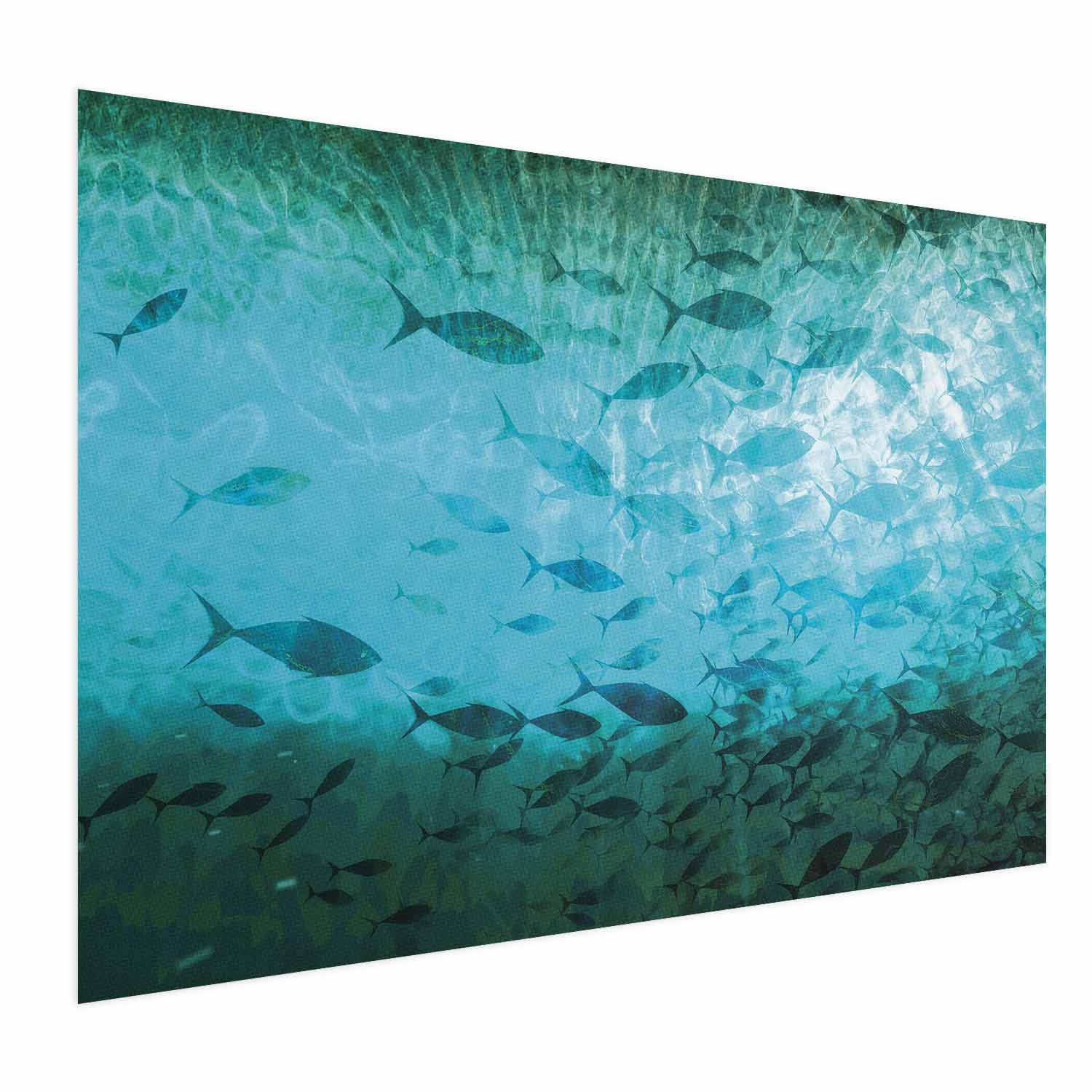 Dark Fish School Ocean Poster