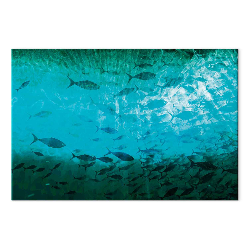 Dark Fish Shoal Japanese Canvas Print