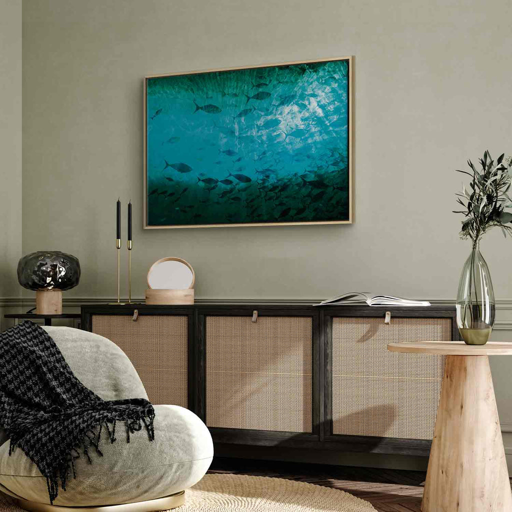 Dark Fish Shoal Japanese Canvas Print