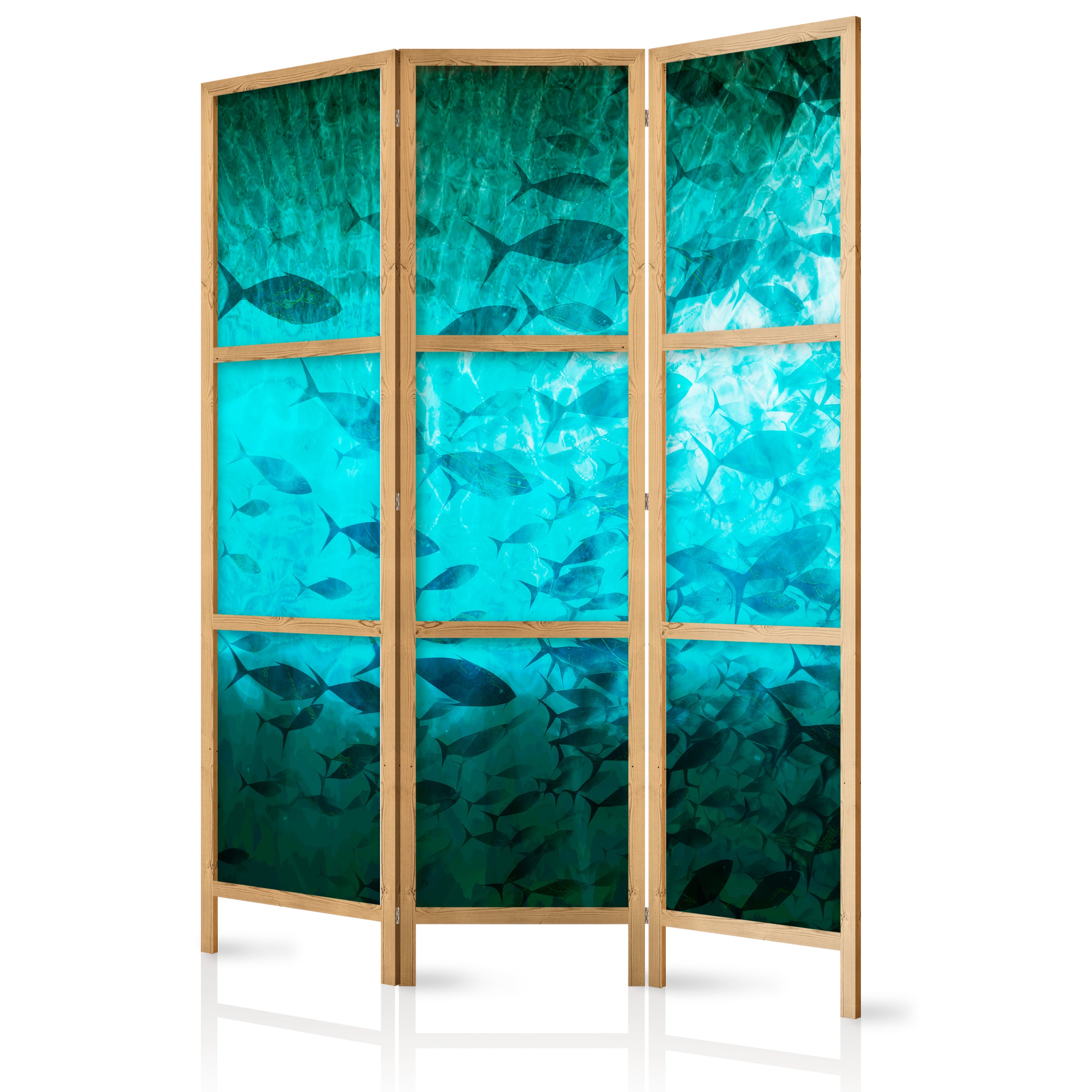 Japanese Room Divider 5-Panel with Underwater Fish Theme