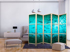 Japanese Room Divider - Underwater Paradise with Fish in Turquoise-Blue Depth