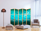 Japanese Room Divider - Underwater Paradise with Fish in Turquoise-Blue Depth