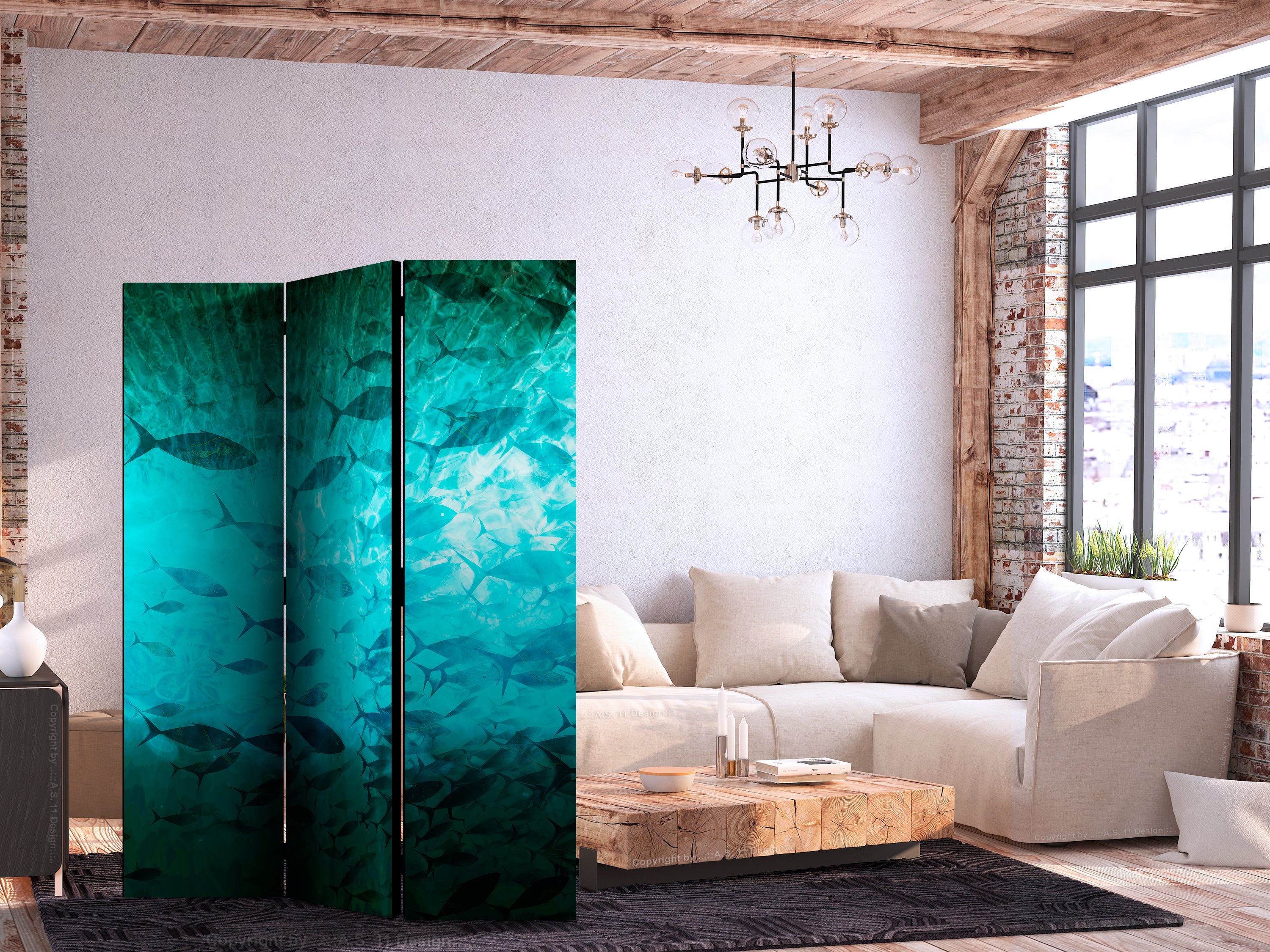 Room Divider Underwater Paradise with Turquoise Fish