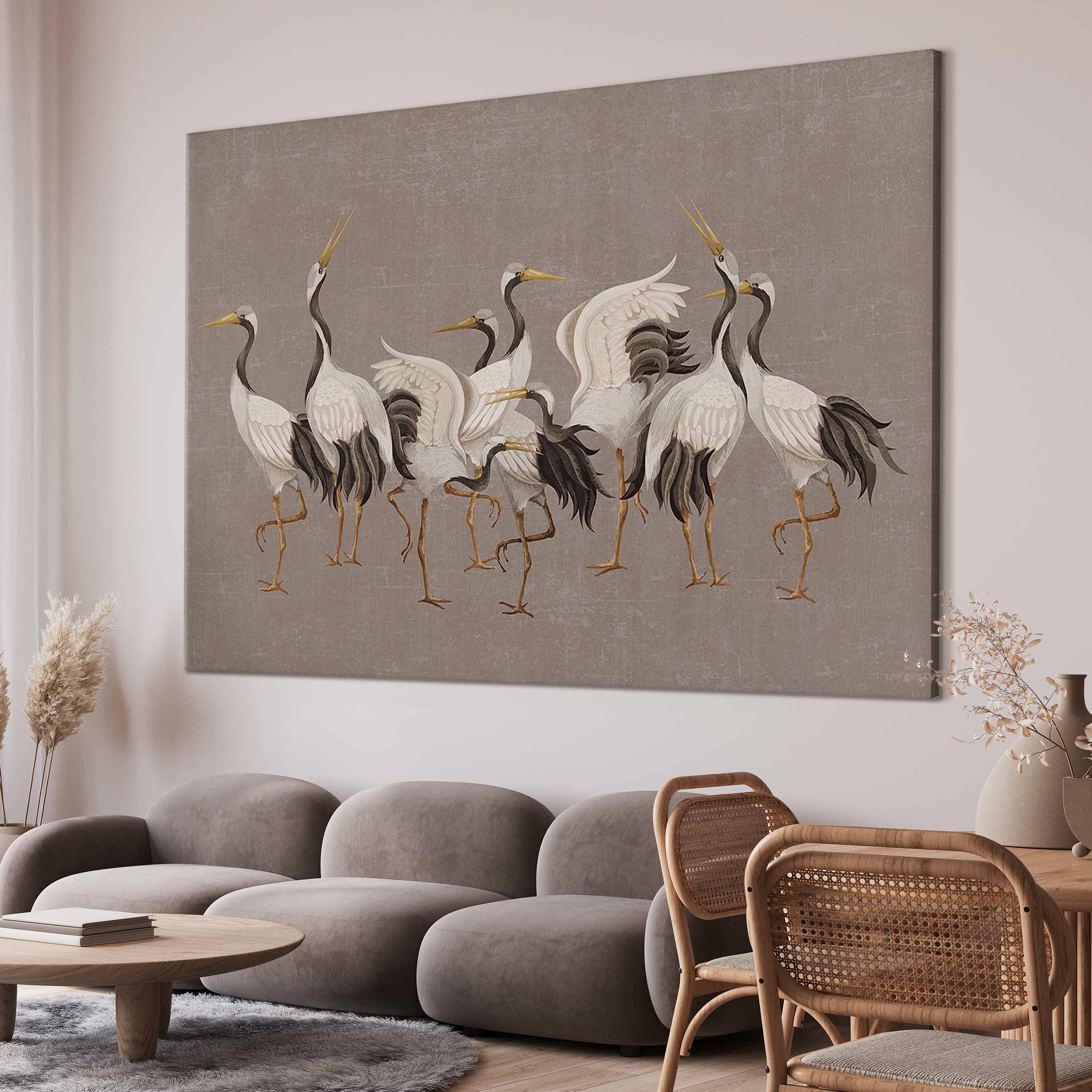 Crane Dance Silhouette DIY Large Canvas Prints