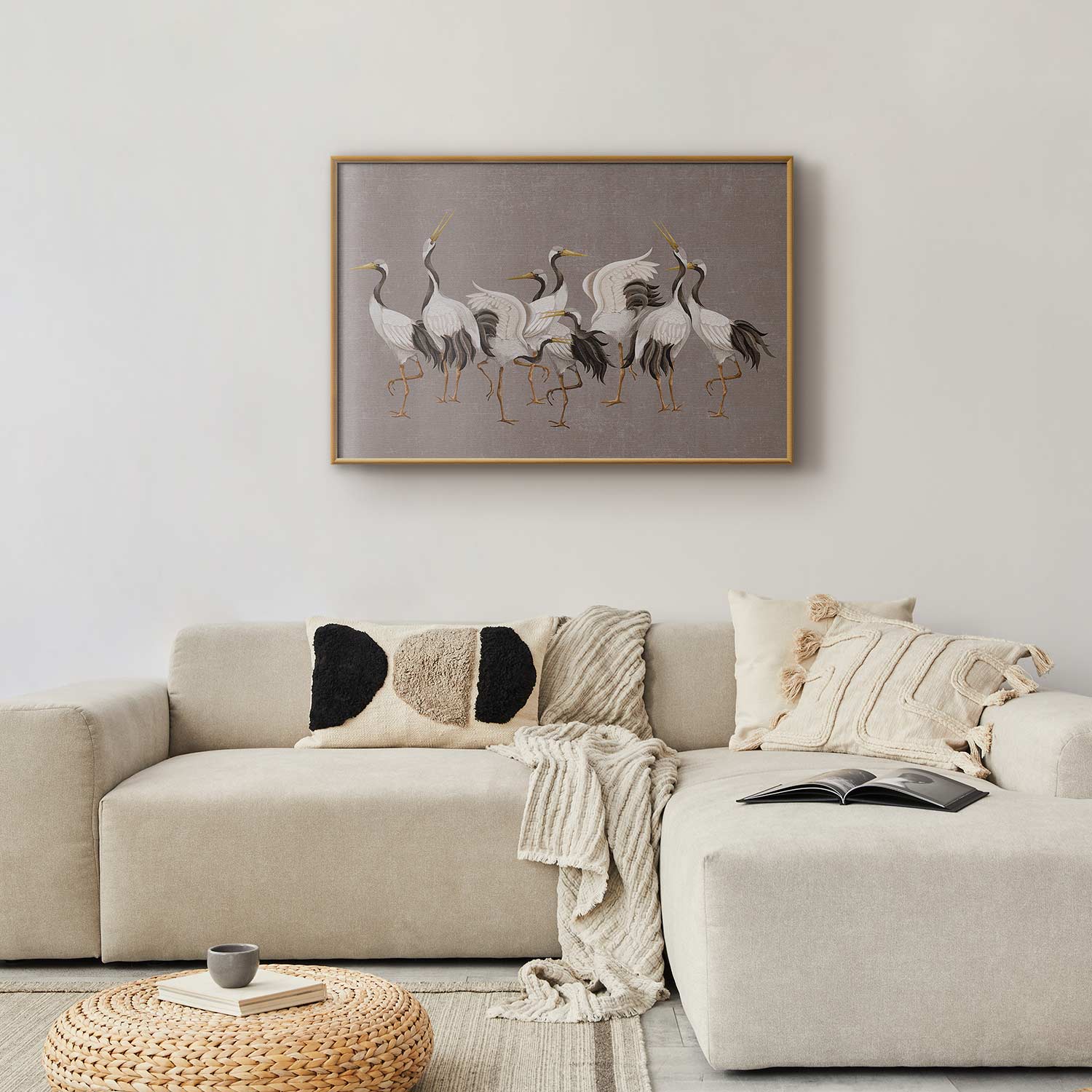 Crane Silhouettes Warm-Gray Textured Poster