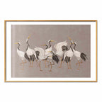 Crane Silhouettes Warm-Gray Textured Poster