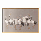 Crane Silhouettes Warm-Gray Textured Poster