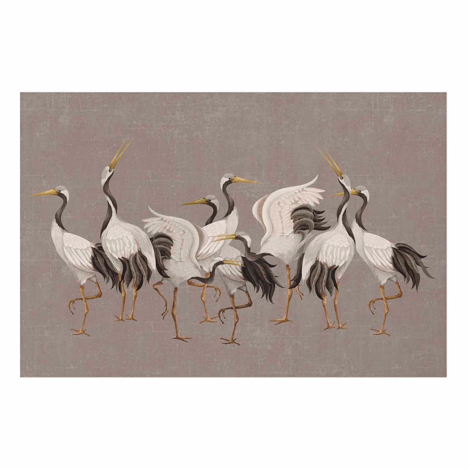 Crane Silhouettes Warm-Gray Textured Poster