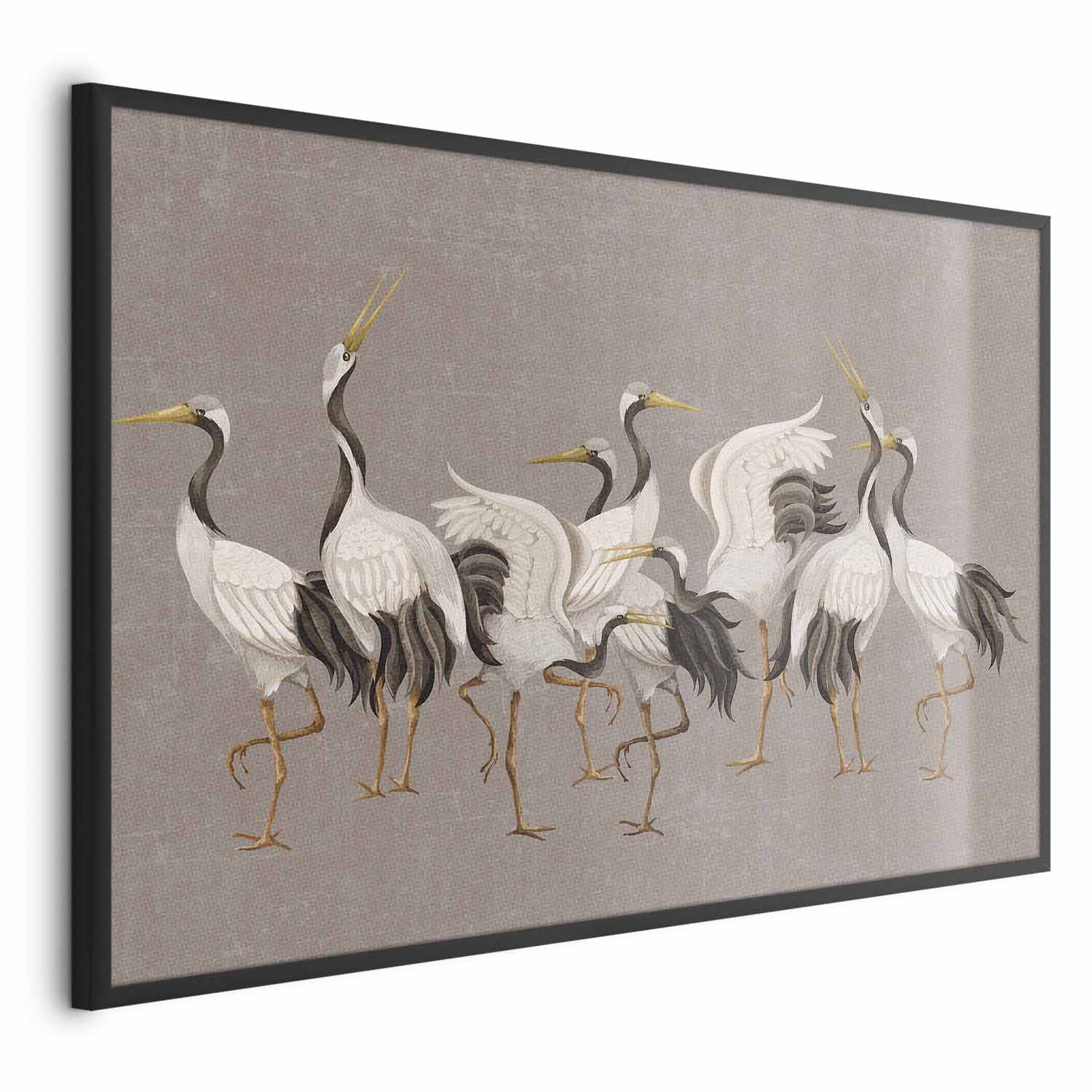 Crane Silhouettes Warm-Gray Textured Poster