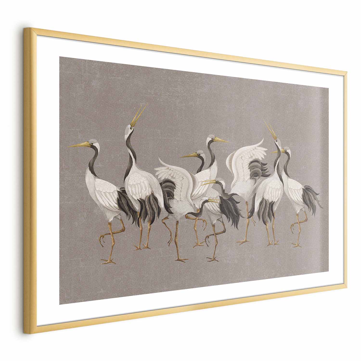 Crane Silhouettes Warm-Gray Textured Poster