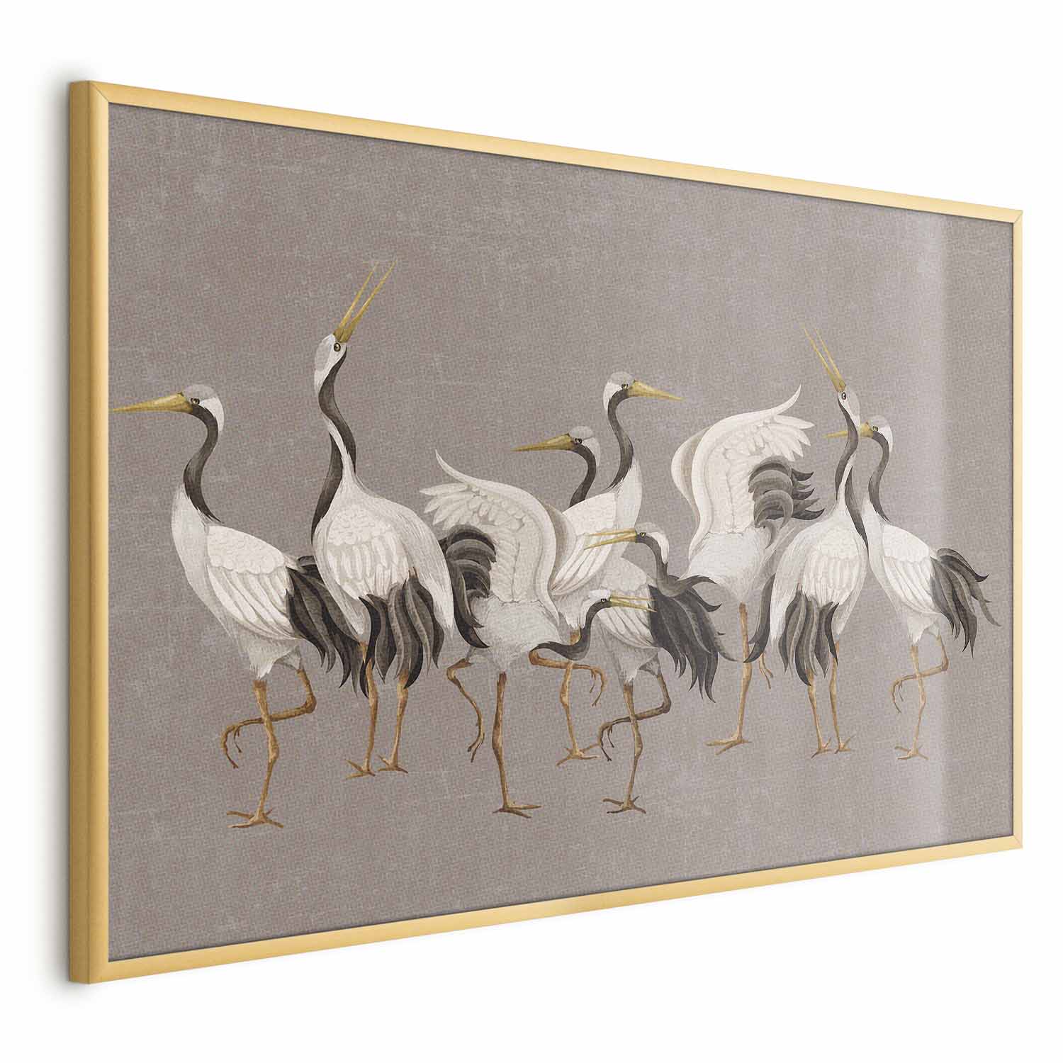 Crane Silhouettes Warm-Gray Textured Poster