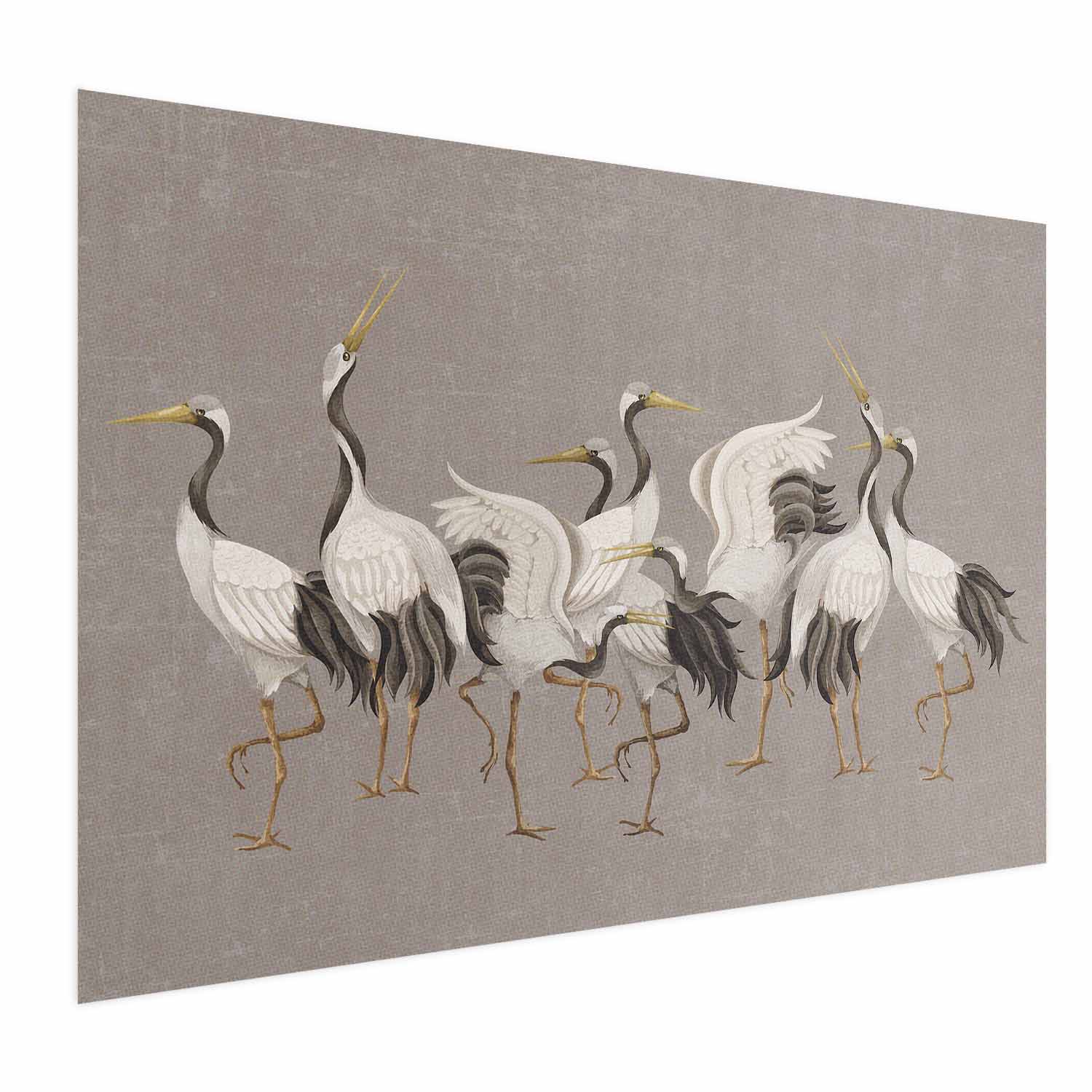 Crane Silhouettes Warm-Gray Textured Poster