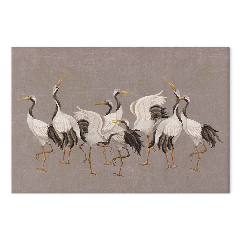 Crane Silhouettes Warm Grey Canvas Print