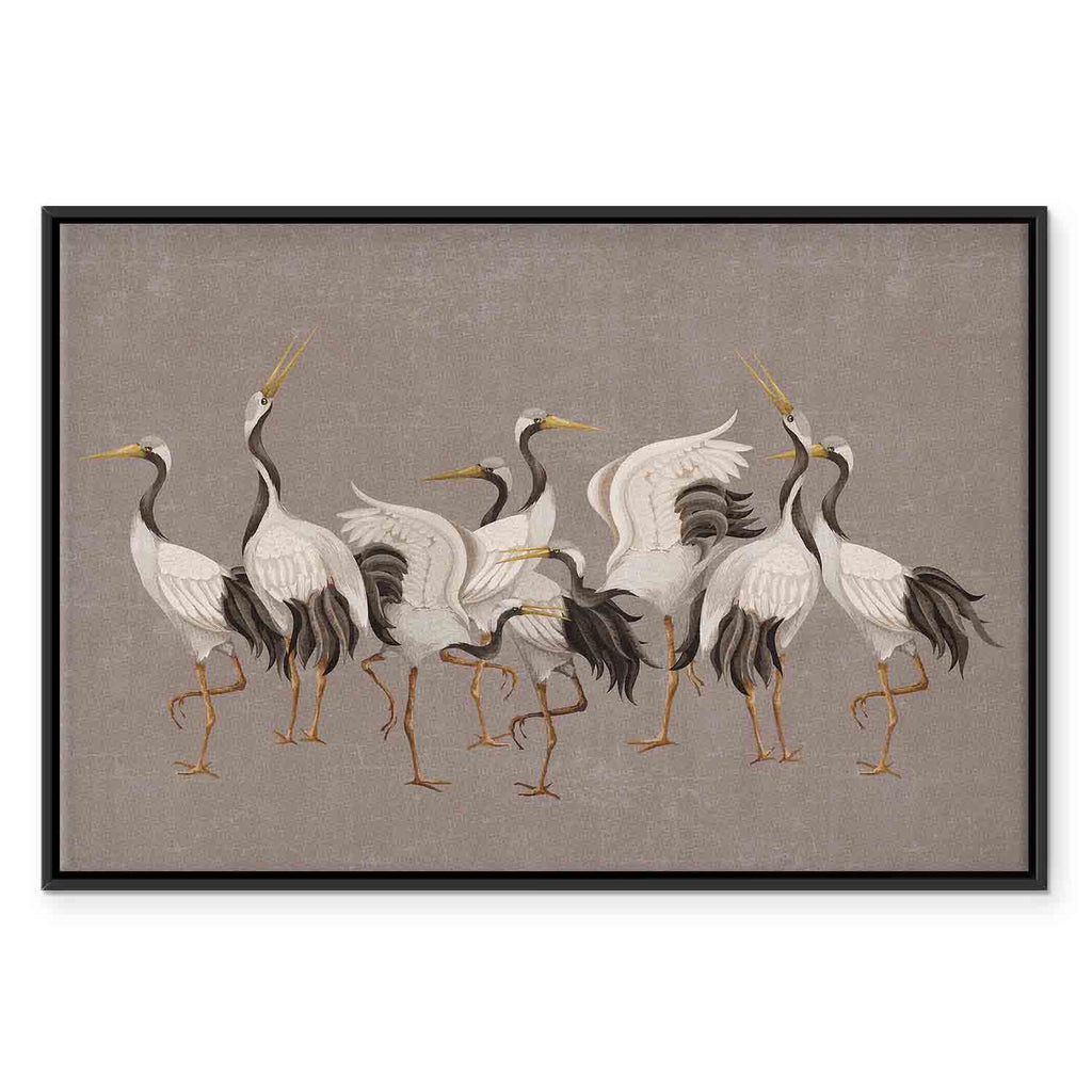 Crane Silhouettes Warm Grey Canvas Print