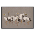 Crane Silhouettes Warm Grey Canvas Print