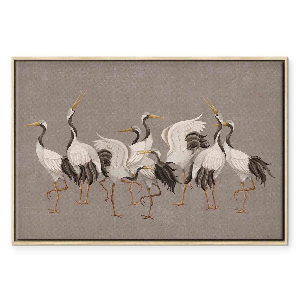 Crane Silhouettes Warm Grey Canvas Print