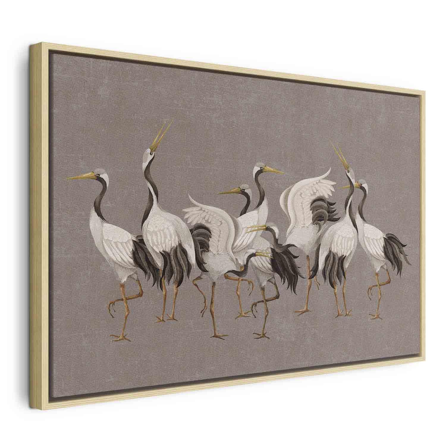 Crane Silhouettes Warm Grey Canvas Print