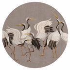 Dancing Cranes Oriental Round Wall Mural