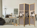Crane Dance Grey 3-Panel Japanese Room Divider