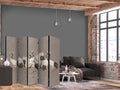 Cranes Silhouette Warm Grey 5-Panel Japanese Room Divider