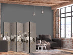 Cranes Silhouette Warm Grey 5-Panel Japanese Room Divider