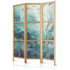 Japanese Room Divider with Fish Motif in Muted Colors, 3-Panel