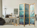 Muted Fish Schools Sea 3-Panel Japanese Room Divider