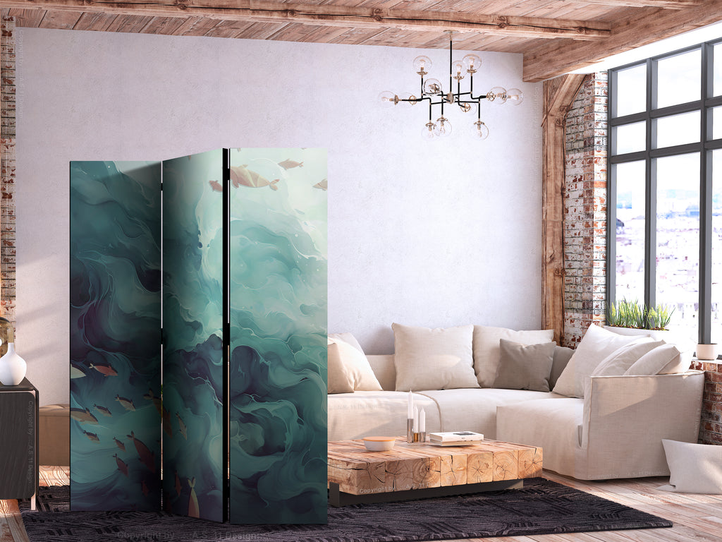 Room Divider - Three Schools of Fish in Muted Colors