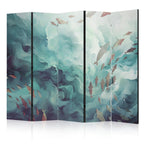 Room Divider - Three Schools of Fish in Muted Colors (5-Panel, Animals)