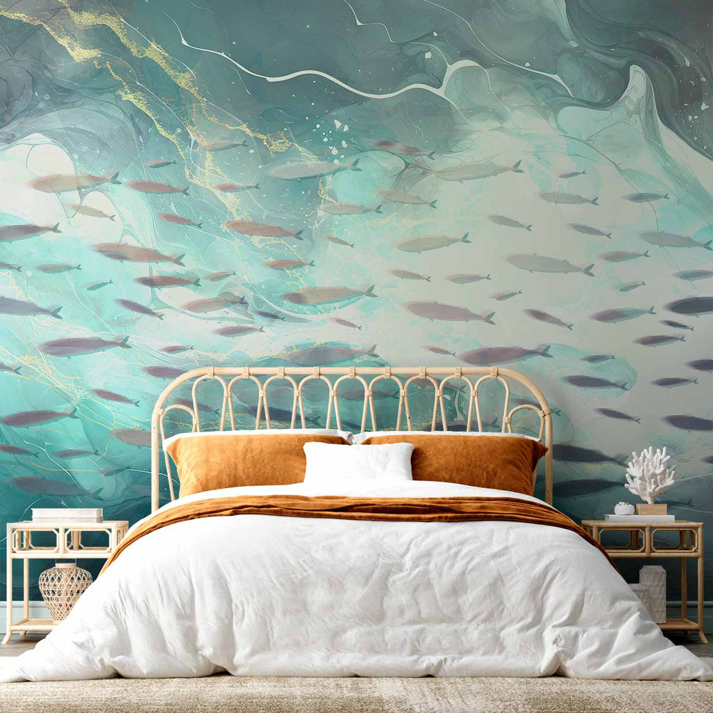 Japanese School of Small Fish Wall Mural