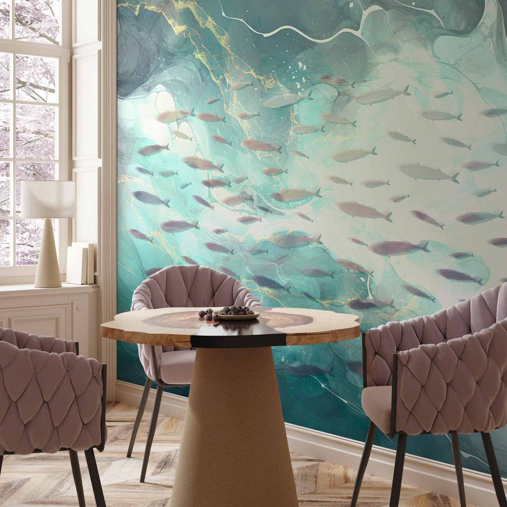 Japanese School of Small Fish Wall Mural