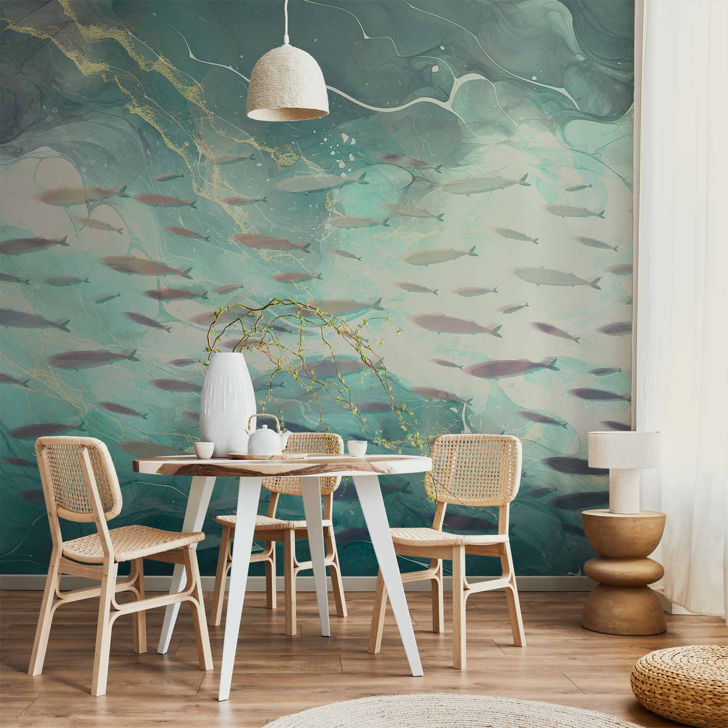 Japanese School of Small Fish Wall Mural