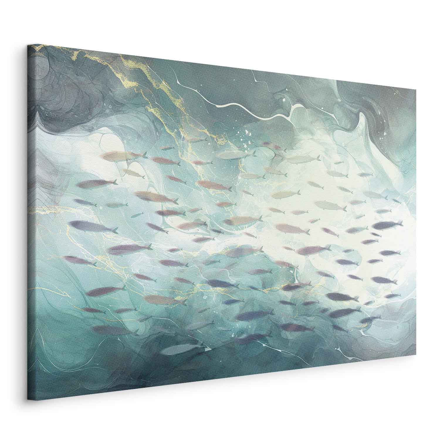 Small Fish School Japanese Canvas Print