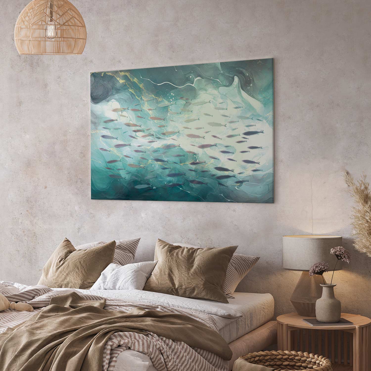 Small Fish School Japanese Canvas Print