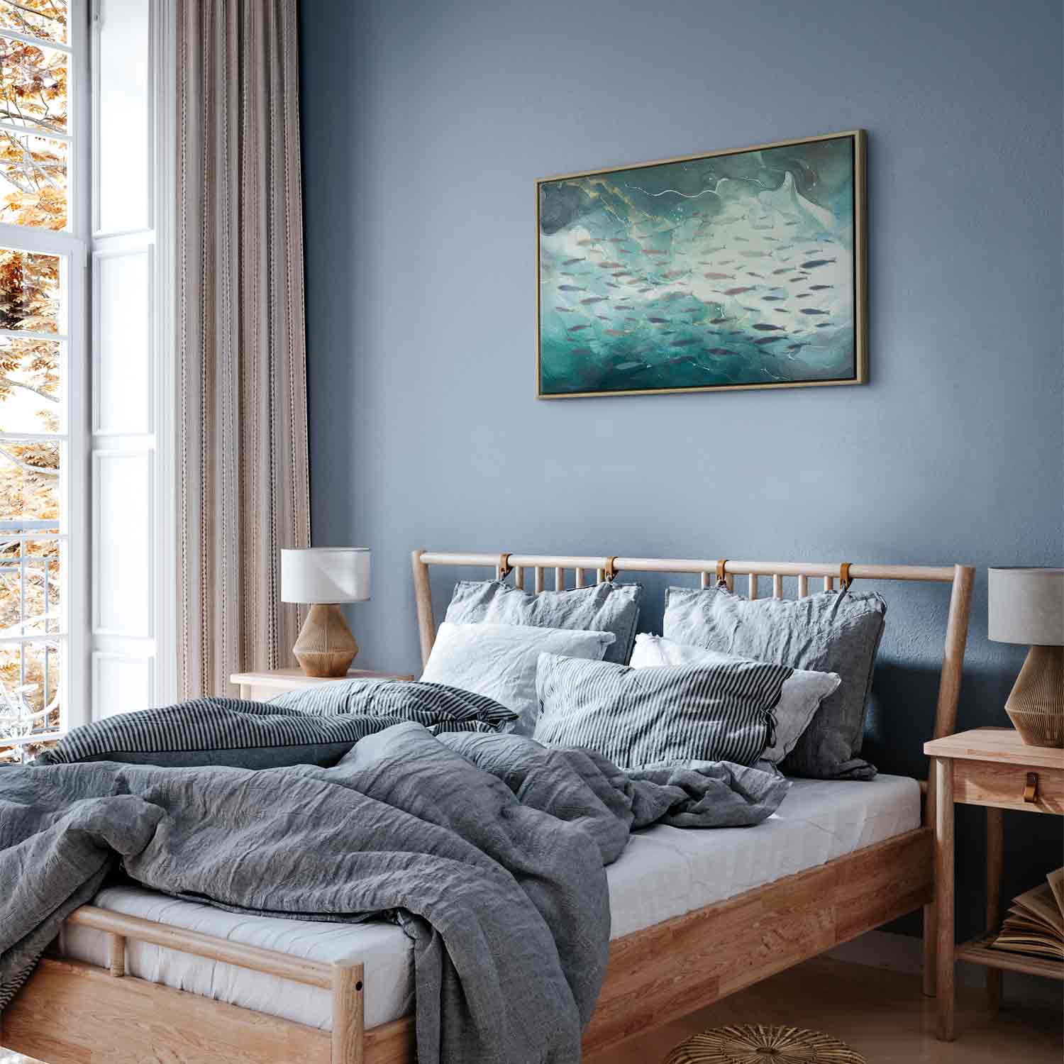 Small Fish School Japanese Canvas Print