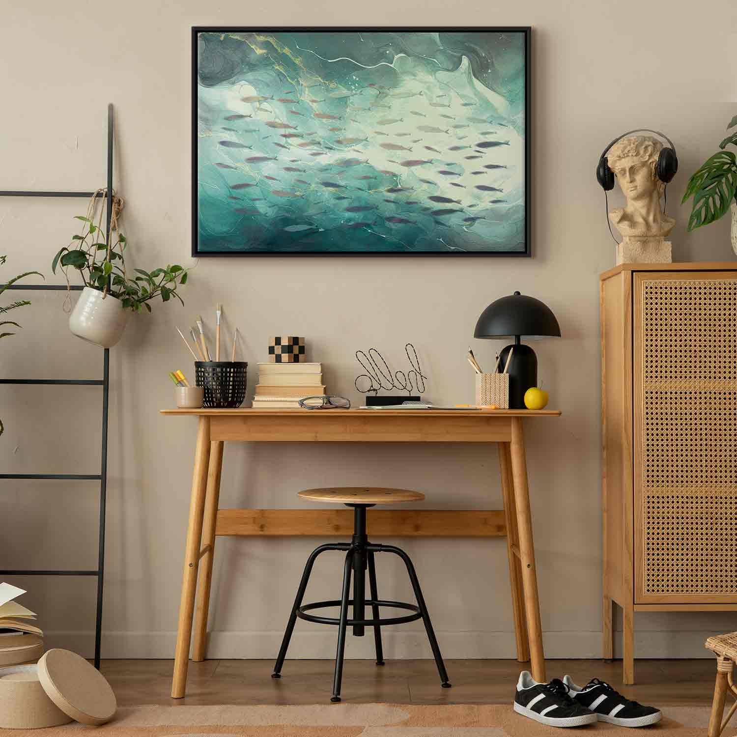 Small Fish School Japanese Canvas Print
