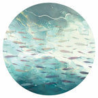 School of Small Fish Japanese Round Wall Mural