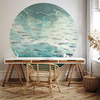 School of Small Fish Japanese Round Wall Mural