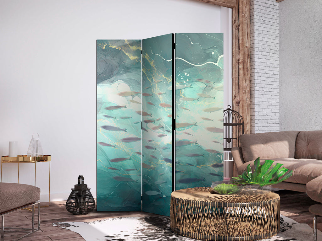 Room Divider - Escaping Fish in Muted Colors
